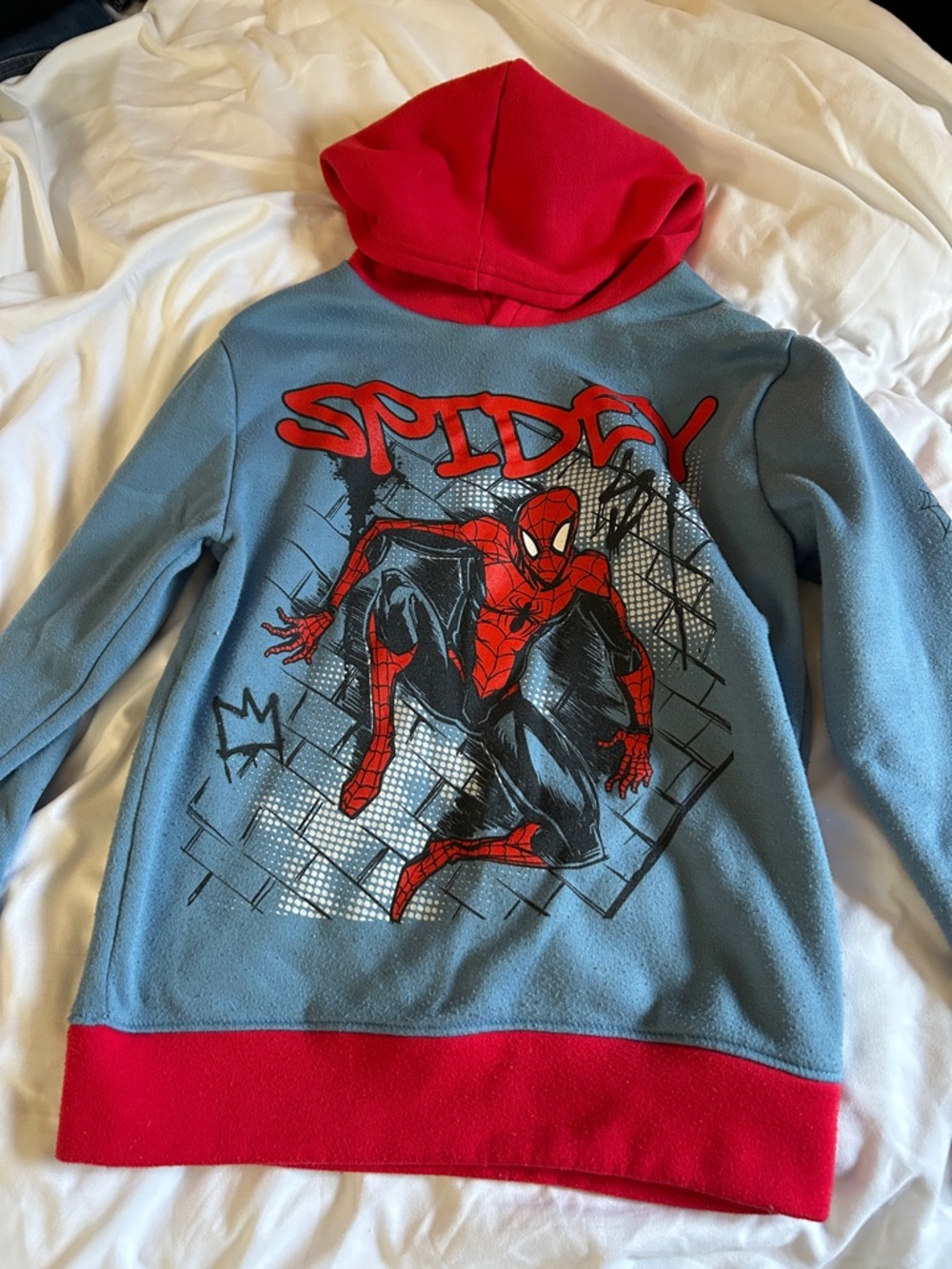 Marvel Spider-Man Pullover Hoodie - Light Blue & Red